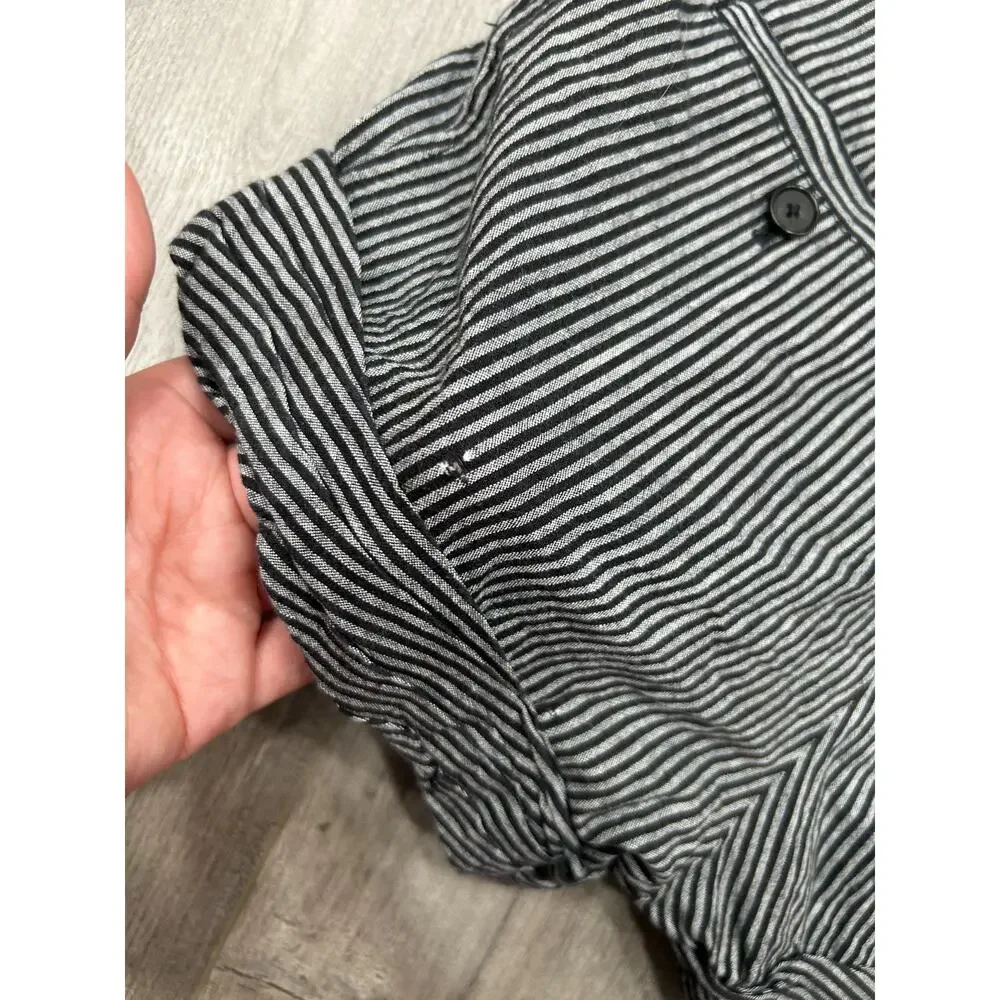 3.1 Phillip Lim Black Linen Blend Pinstripe High-Rise Pleated Paper Bag Shorts 0